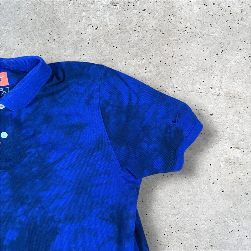 Nike Dri-Fit Polo Shirt Mens Medium Blue Black Tie Dye Golf Short Sleeve M - Picture 3 of 9